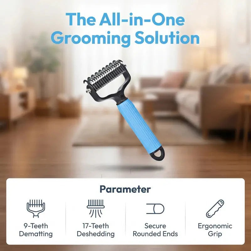 Double Sided Dog Detangling Comb for Shedding and Matted Hair