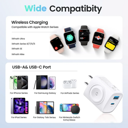Magnetic 3-in-1 Wireless Charger Plug with Fast Charging