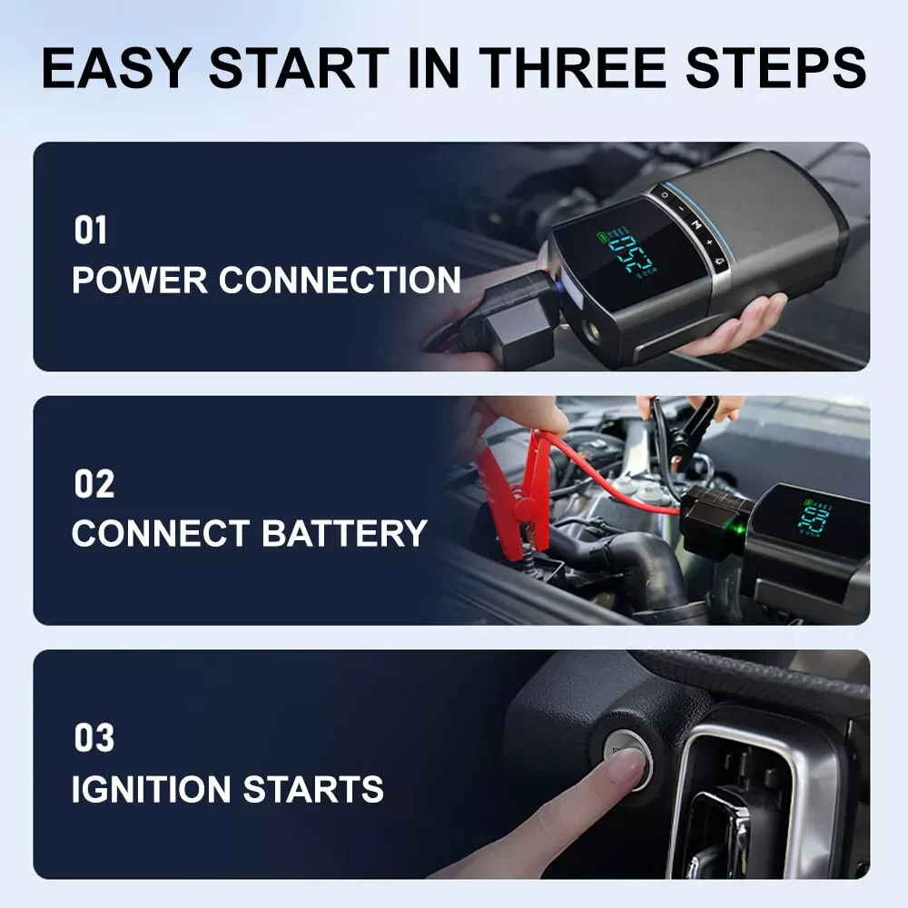 4-in-1 Car Jump Starter with 12000mAh Power Bank