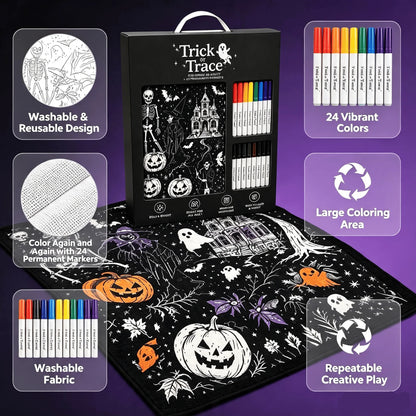 👻Halloween DIY Coloring Blanket with Free 24 Markers🎁Perfect Gift For Family & Friends
