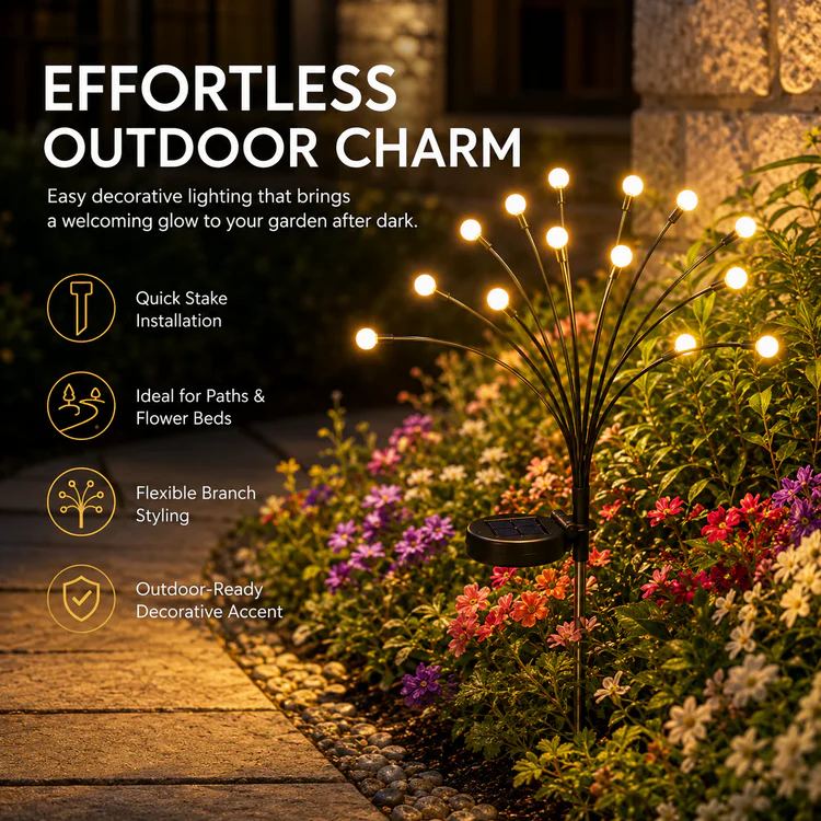 Outdoor Solar Firefly Twinkle Lights, Garden Decor Fairy Lights