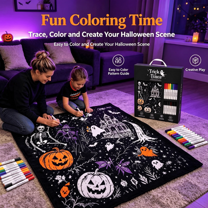 👻Halloween DIY Coloring Blanket with Free 24 Markers🎁Perfect Gift For Family & Friends