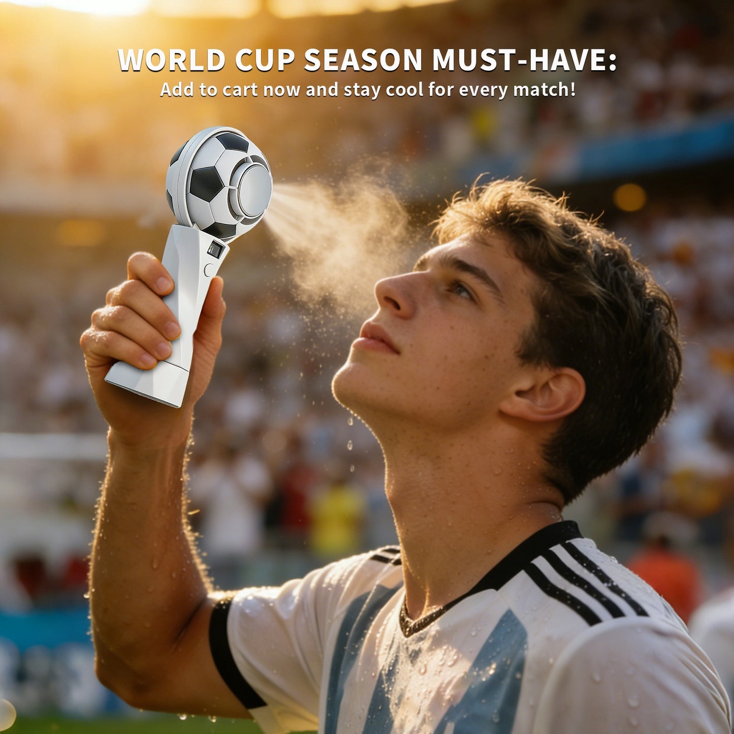 2026 World Soccer USB Rechargeable Football Handheld Fan 