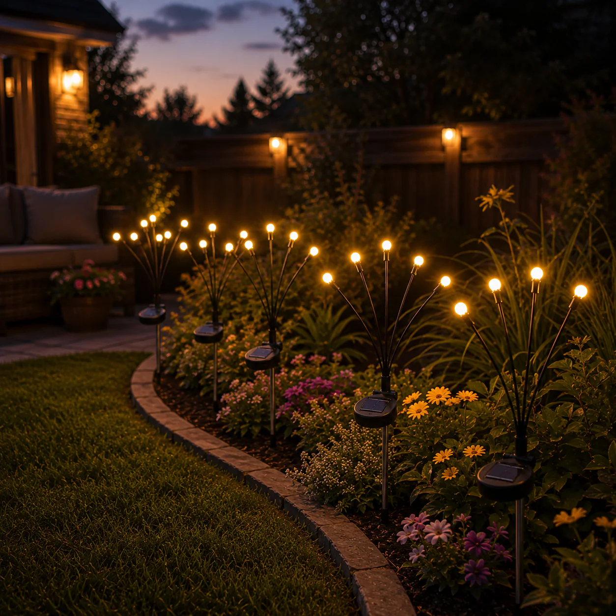 Outdoor Solar Firefly Twinkle Lights, Garden Decor Fairy Lights