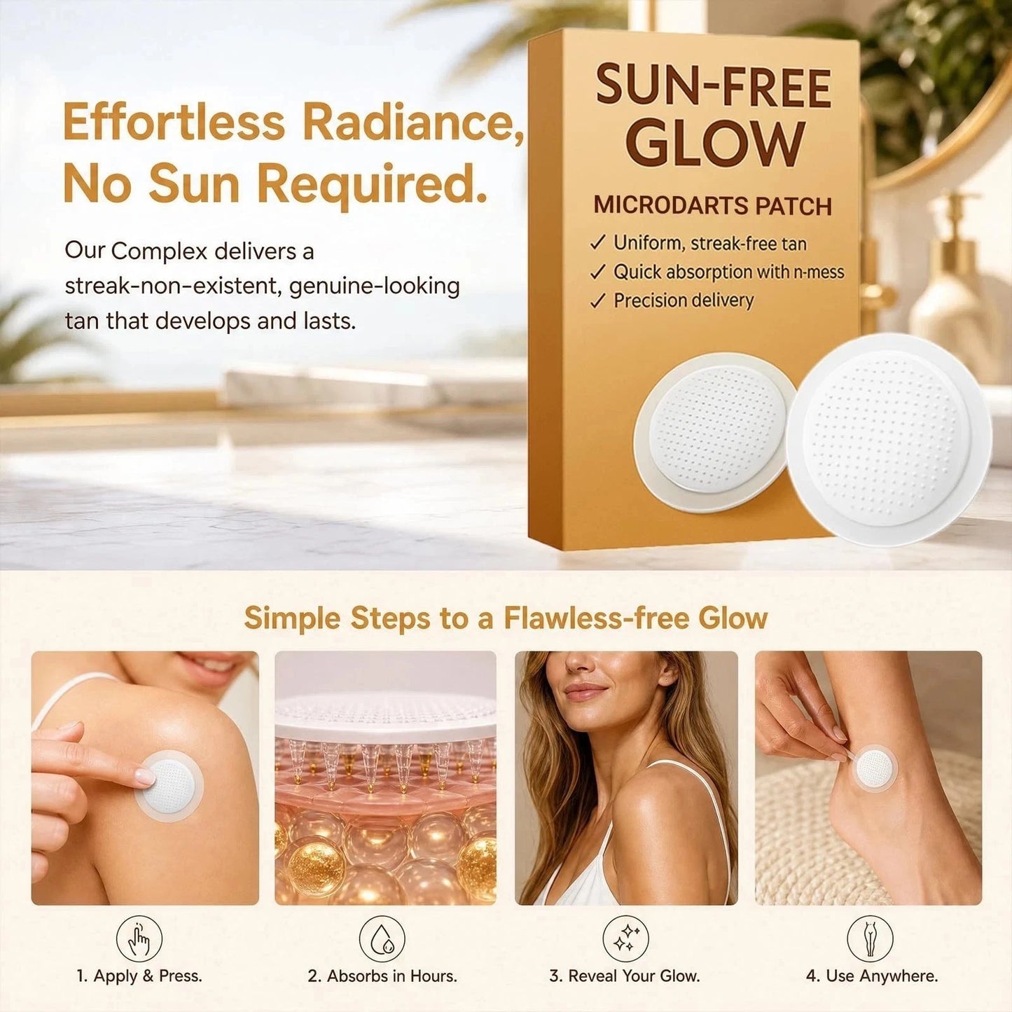 Instant Self-Tanning Patches - Easy Sun-Kissed Glow Without UV