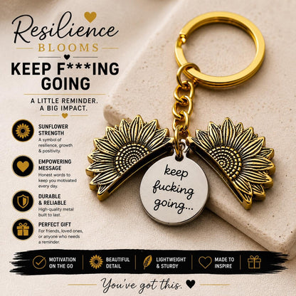 ❤️Resilience Blooms Sunflower Keychain🎁"Keep F*ing Going" Inspirational Gift