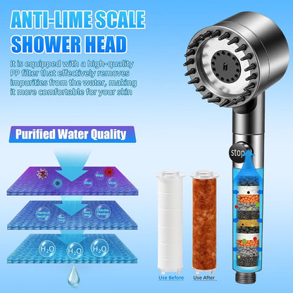 💧ANTI-LIME SCALE SHOWER HEAD (with filters)