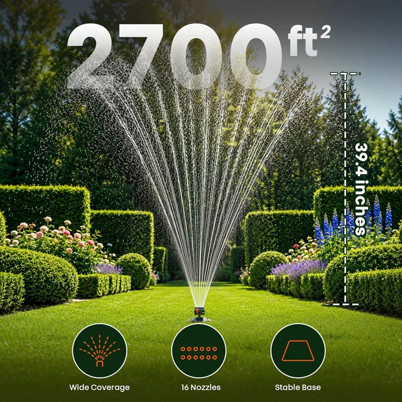 16-Nozzle Oscillating Sprinkler with 4 Adjustable Spray Modes