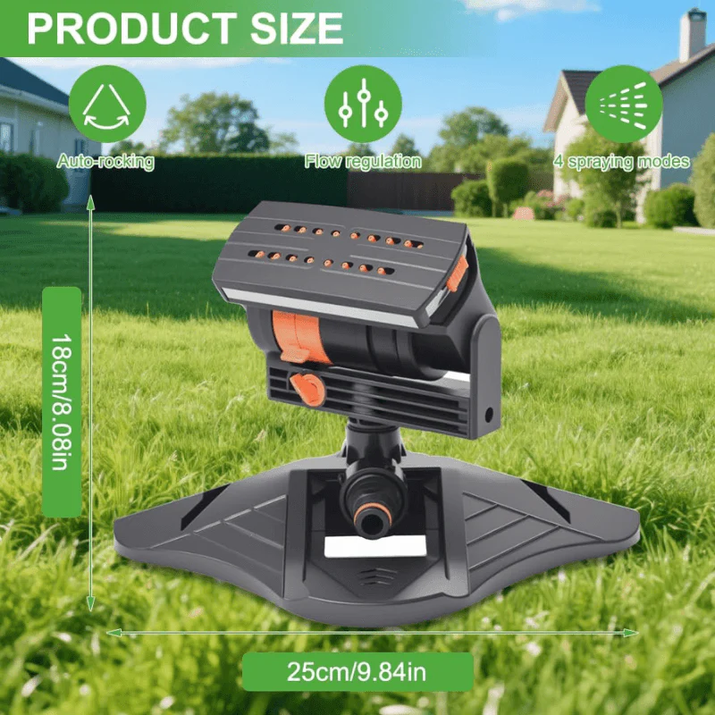16-Nozzle Oscillating Sprinkler with 4 Adjustable Spray Modes