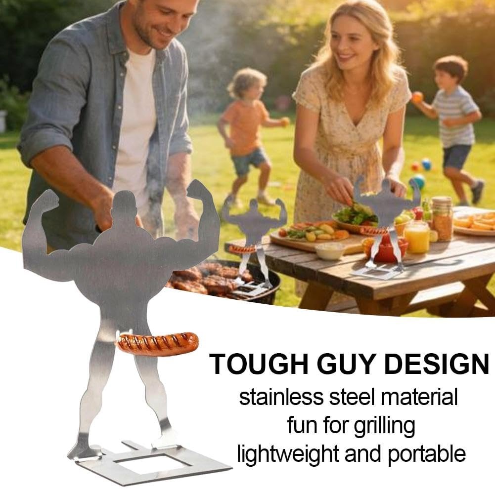 3 PCS Stainless Steel Muscle Man Hot Dog Holder