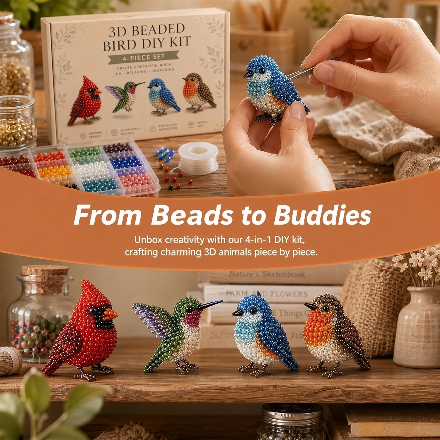  Mini 3D Beaded Animal Craft Kit