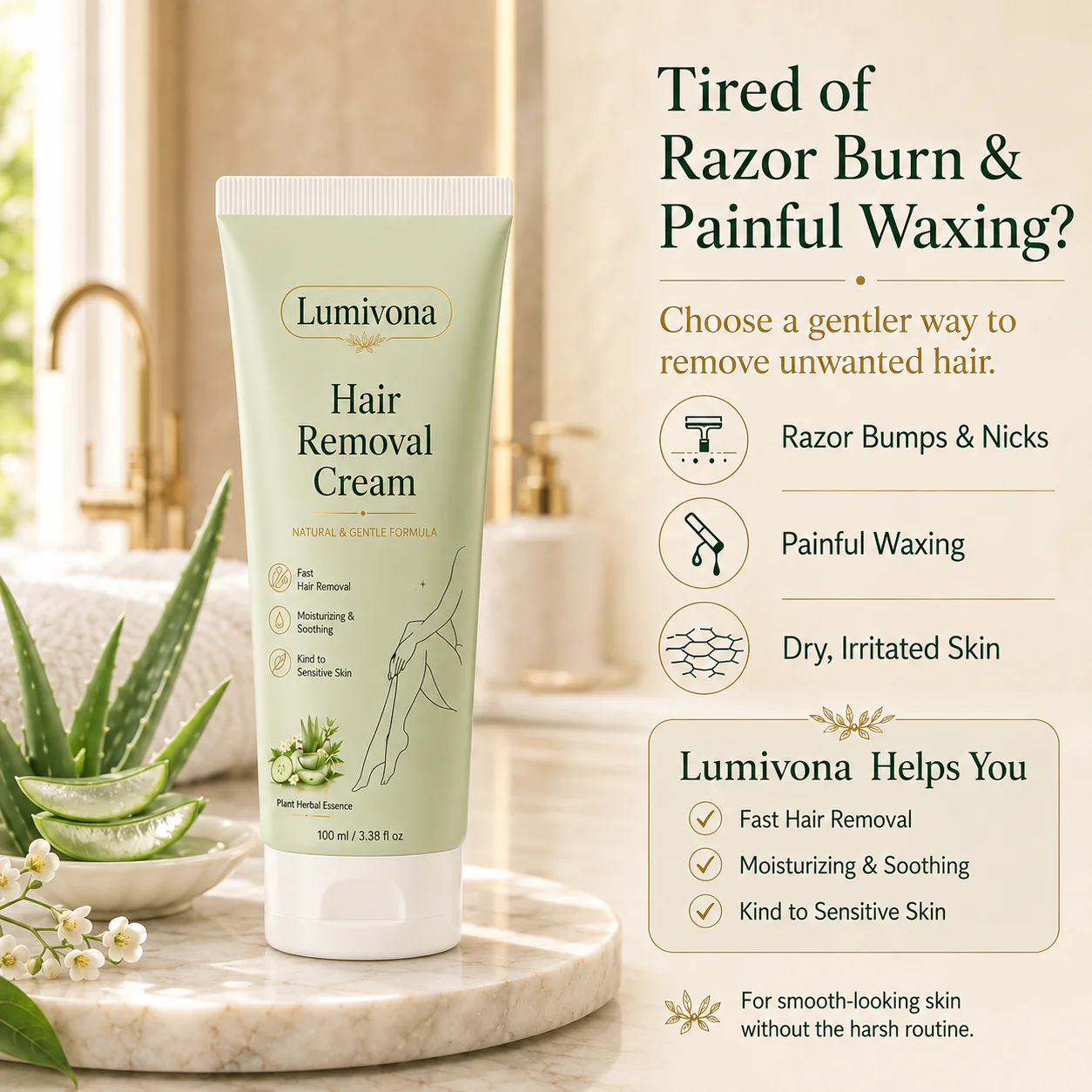 Natural Gentle Sensitive Skin Hair Removal Cream