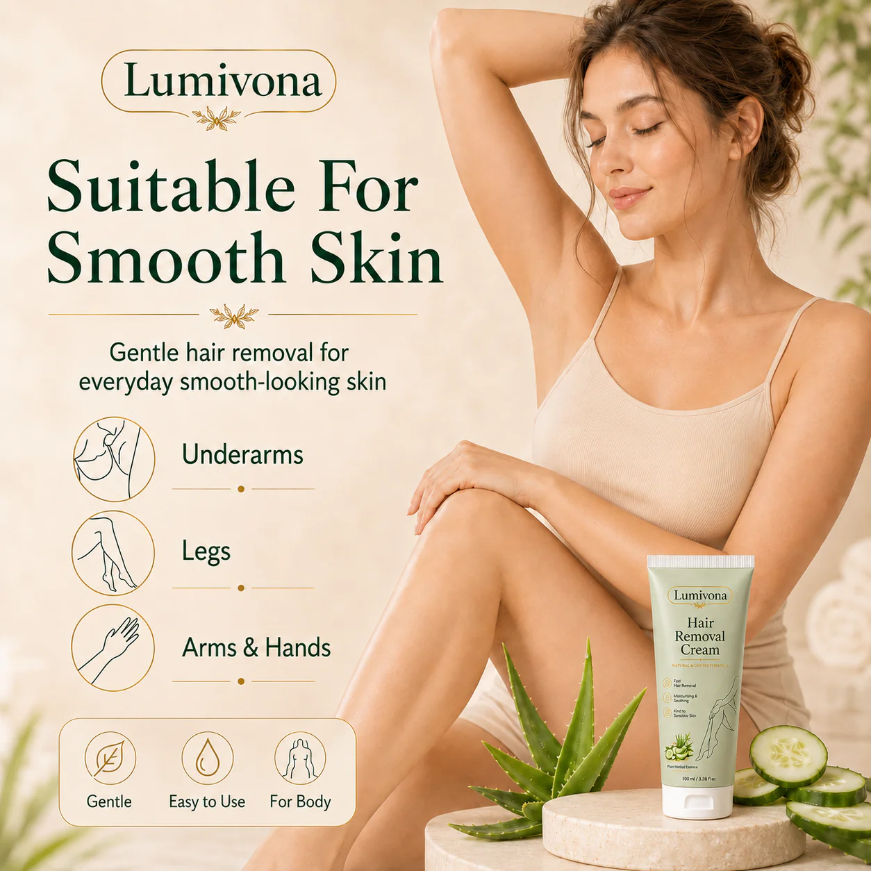 Natural Gentle Sensitive Skin Hair Removal Cream