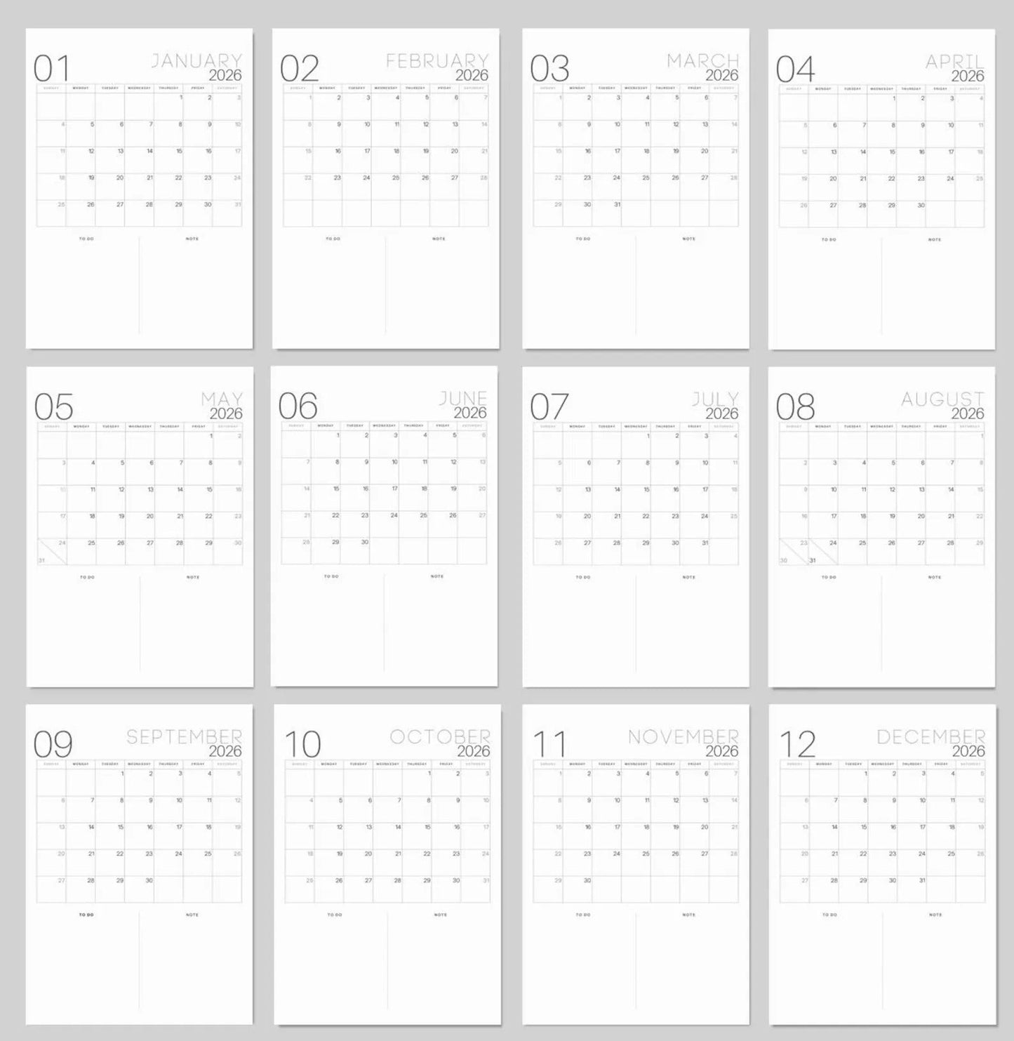 2026 Bucket List Wall Calendar
