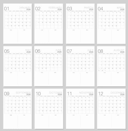 2026 Bucket List Wall Calendar