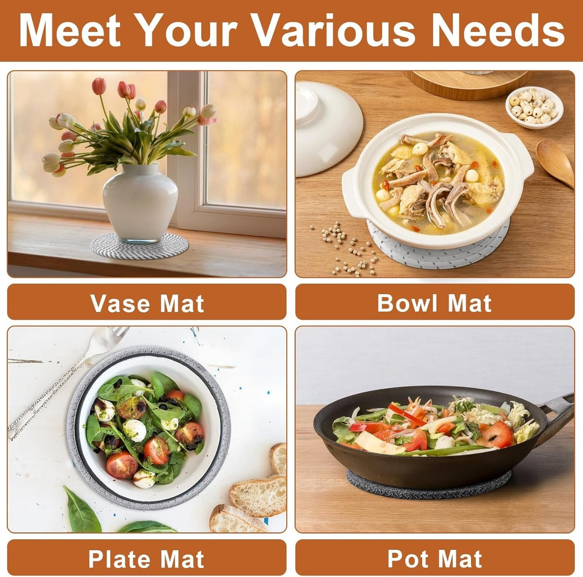 5PC Hot Pads for Countertop and Table