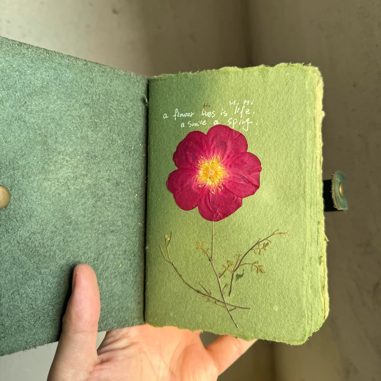 Handmade DIY Green Paper Journal