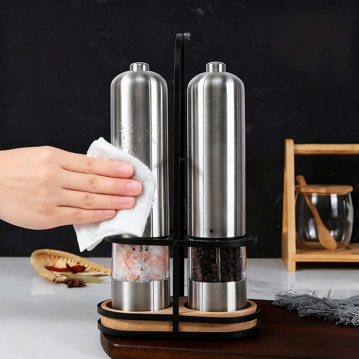 Stainless Electric Salt and Pepper Grinder Type C Rechargeable