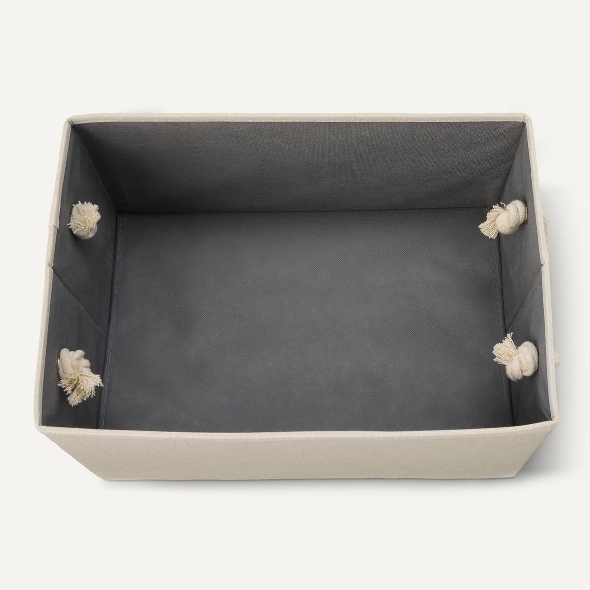 Natural Linen Rope-Handled Storage Bins (Set of 3)