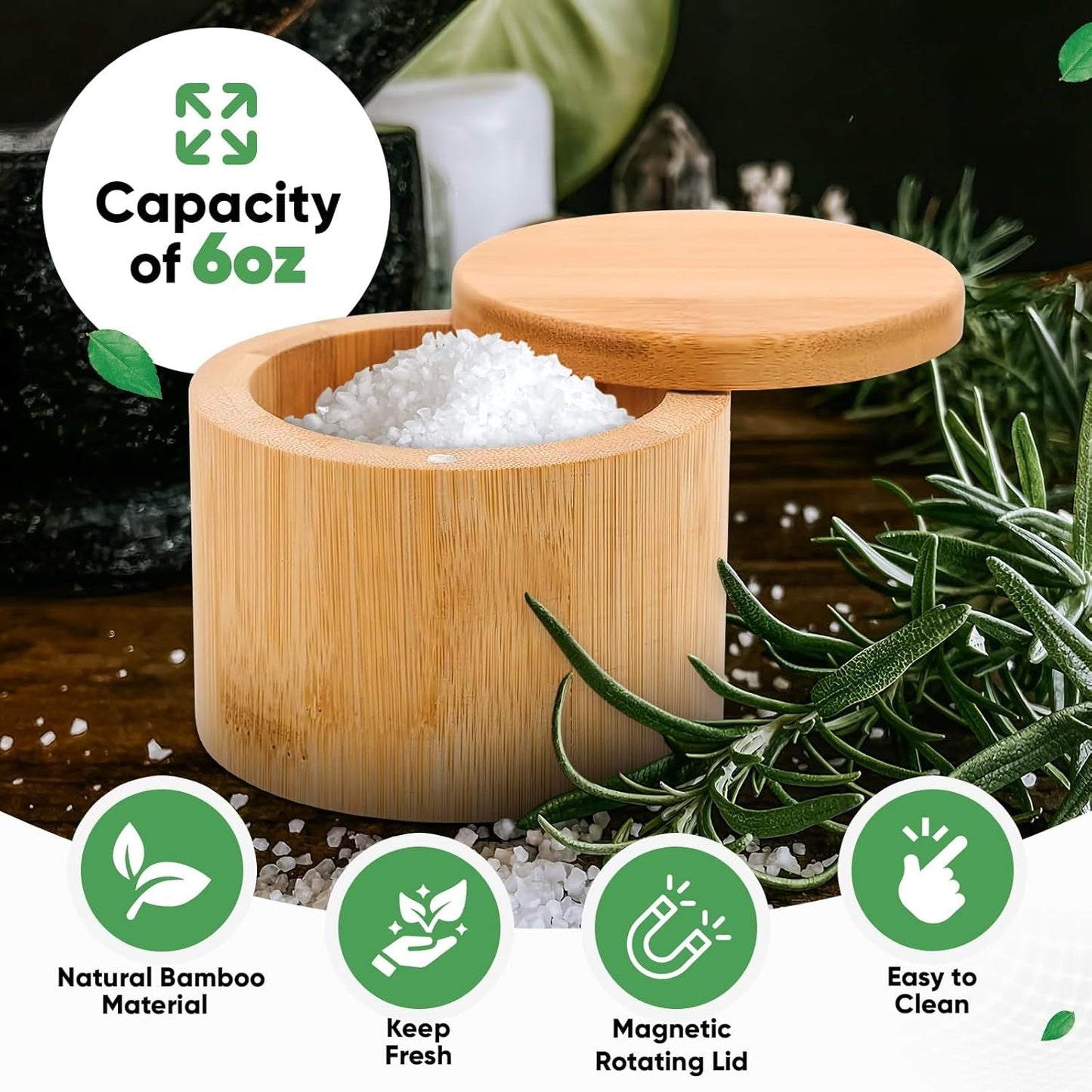 Bamboo Salt Container with Lid