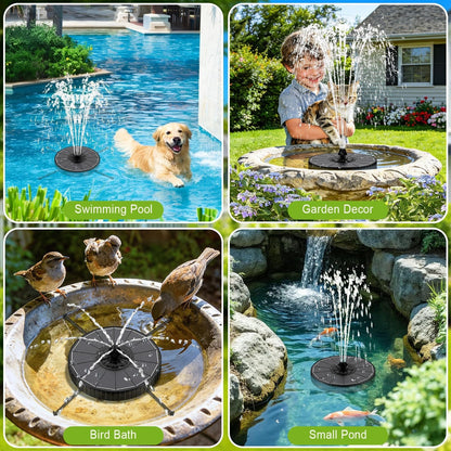Solar Water Fountain with 6 Nozzles