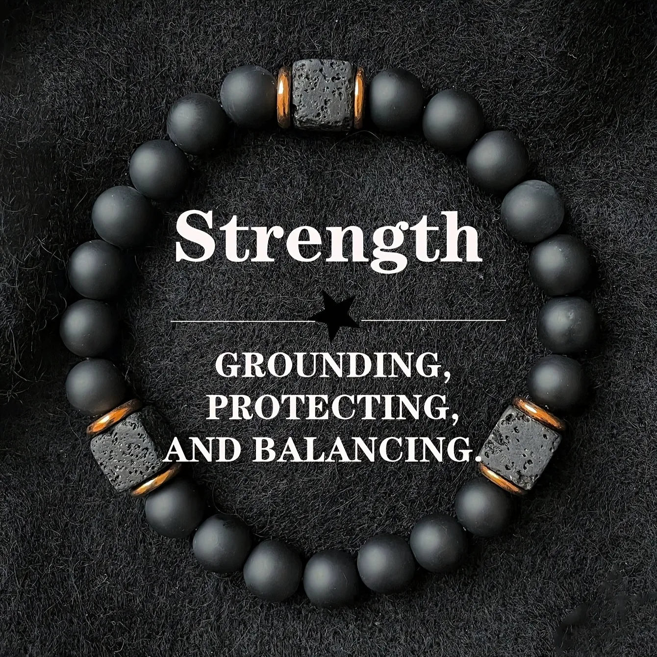 Black Agate and Lava Stone Bracelet