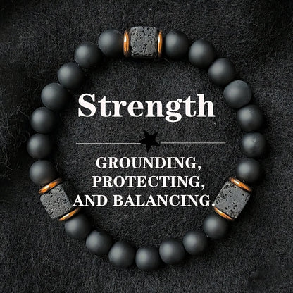 Black Agate and Lava Stone Bracelet