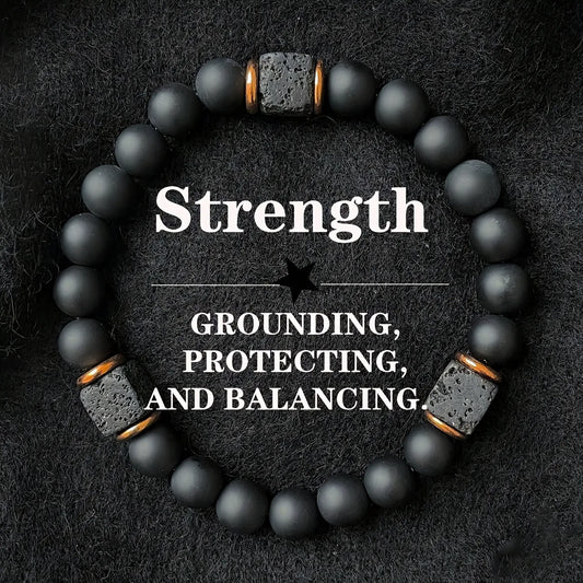 Black Agate and Lava Stone Bracelet