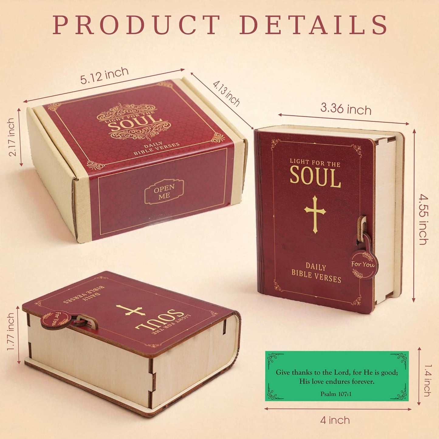 Handmade Wooden Bible Verses Box With 150 Bible Verse for 6 Emotions