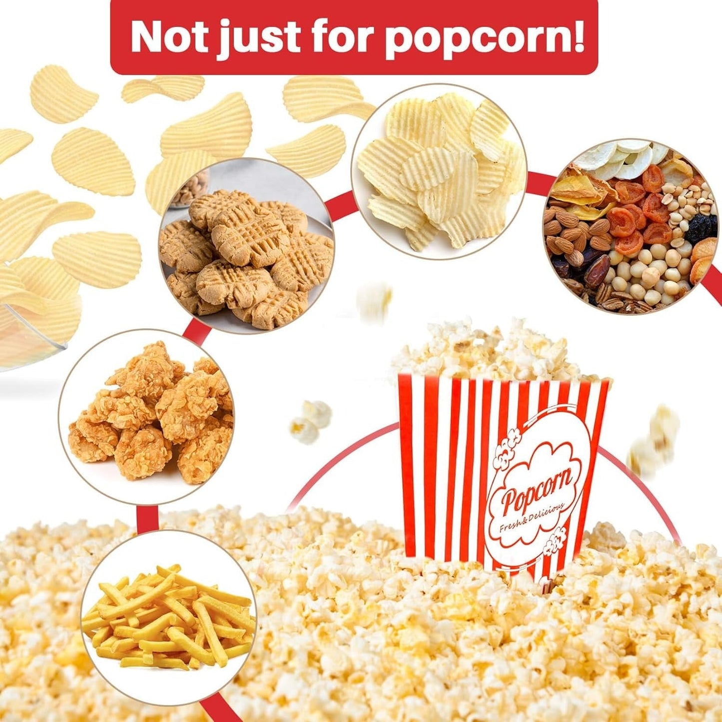 100 PC Disposable Paper Popcorn Bags