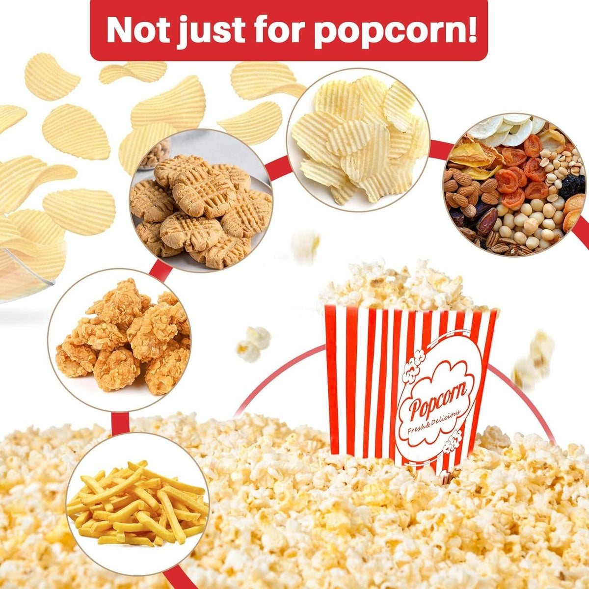 100 PC Disposable Paper Popcorn Bags