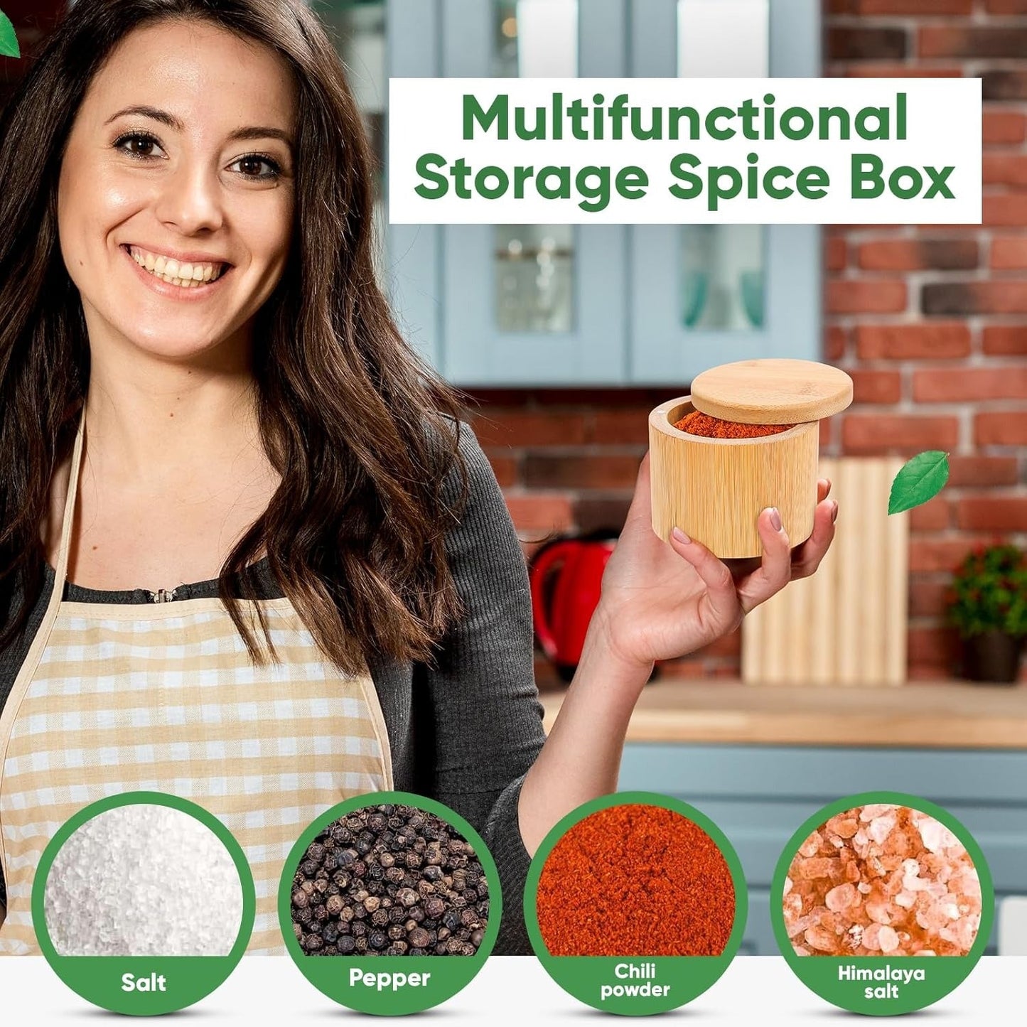 Bamboo Salt Container with Lid