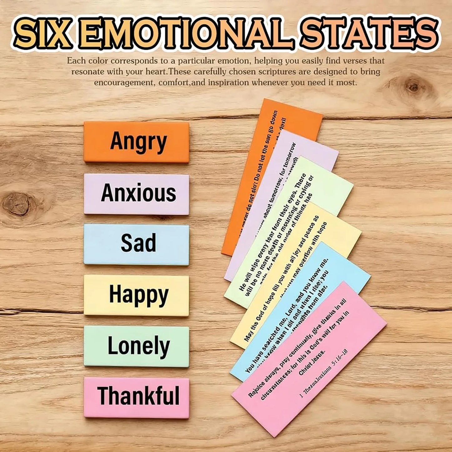 Handmade Wooden Bible Verses Box With 150 Bible Verse for 6 Emotions
