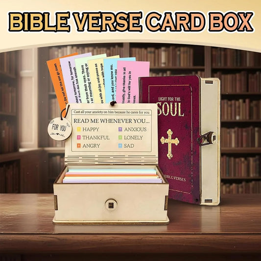 Handmade Wooden Bible Verses Box With 150 Bible Verse for 6 Emotions