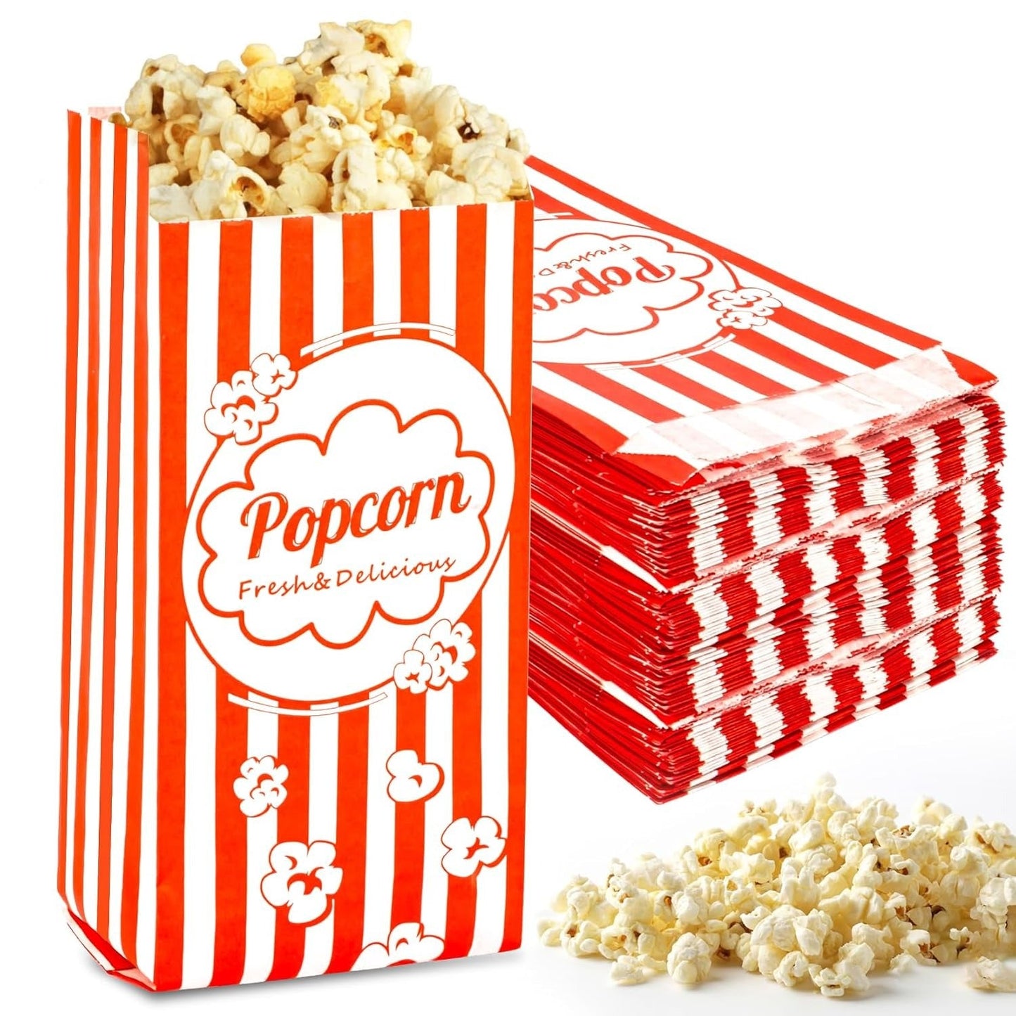 100 PC Disposable Paper Popcorn Bags