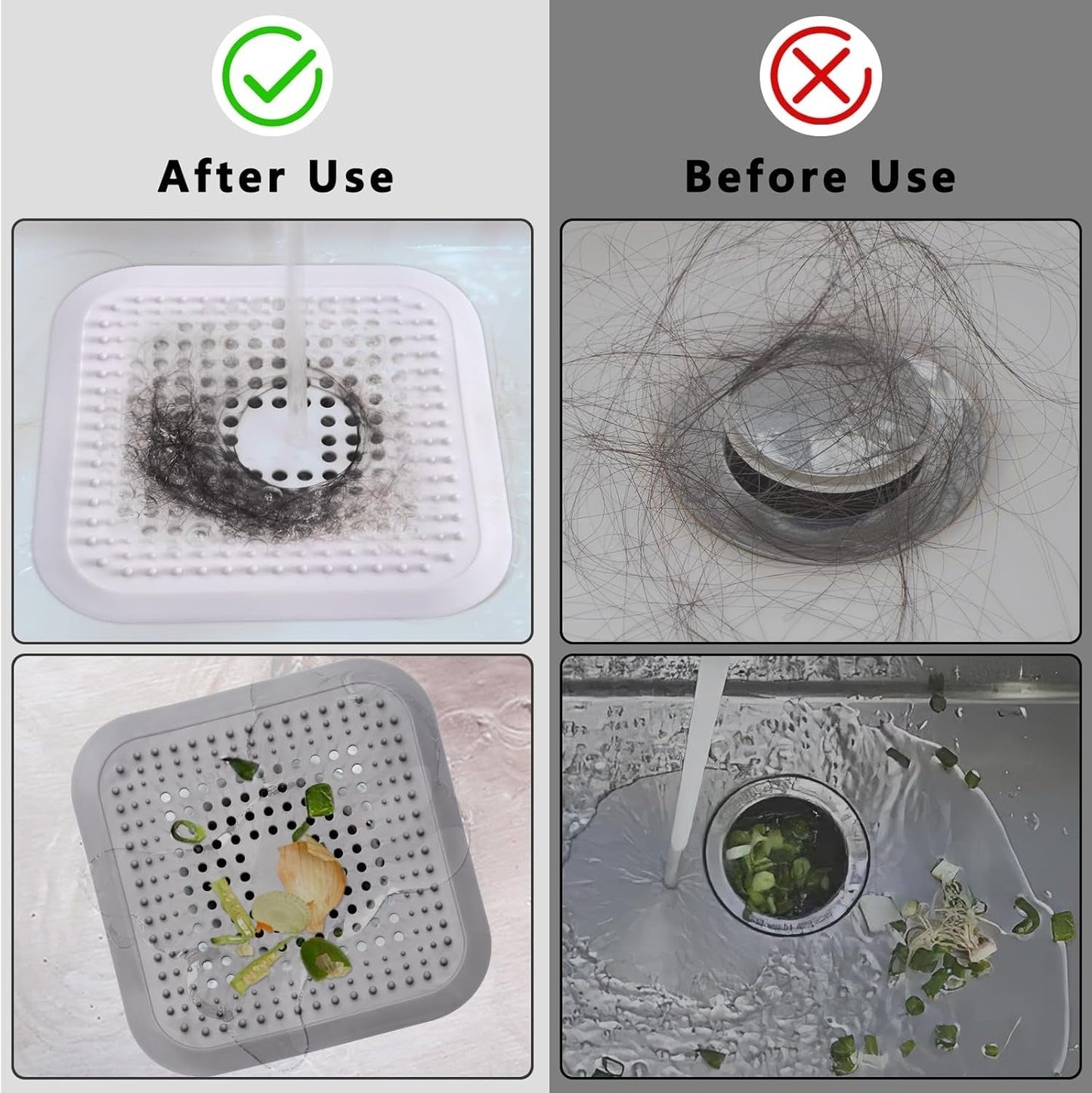 Silicone Shower Drain Hair Catcher with Sucker