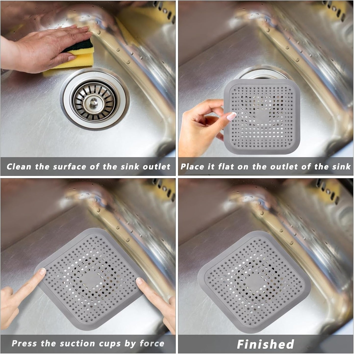 Silicone Shower Drain Hair Catcher with Sucker