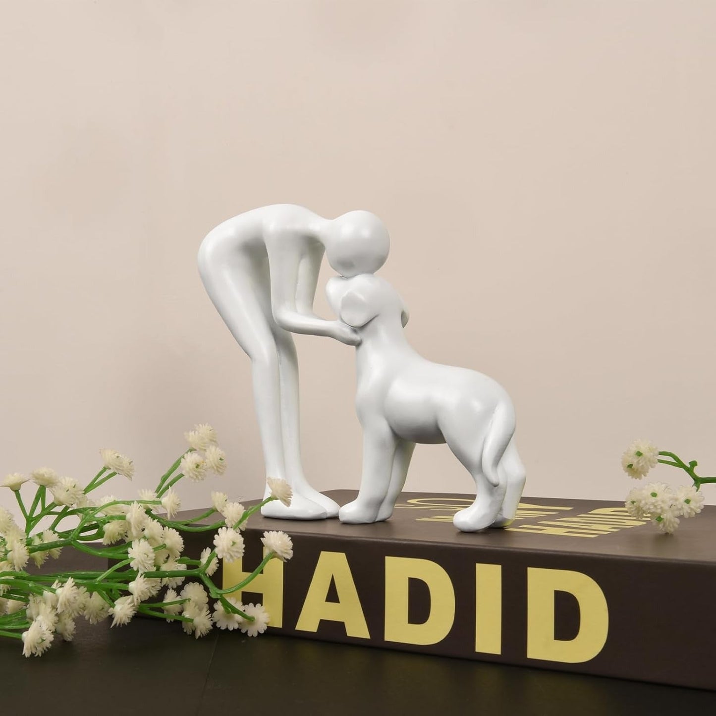 Cute Man and Dog Sculpture Home Decor