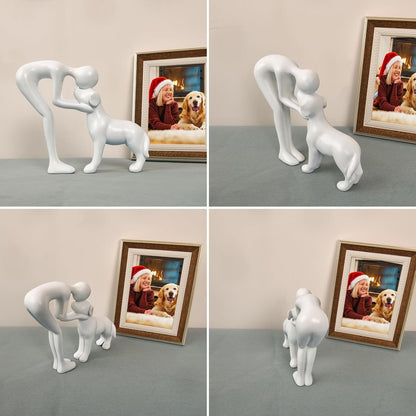 Cute Man and Dog Sculpture Home Decor