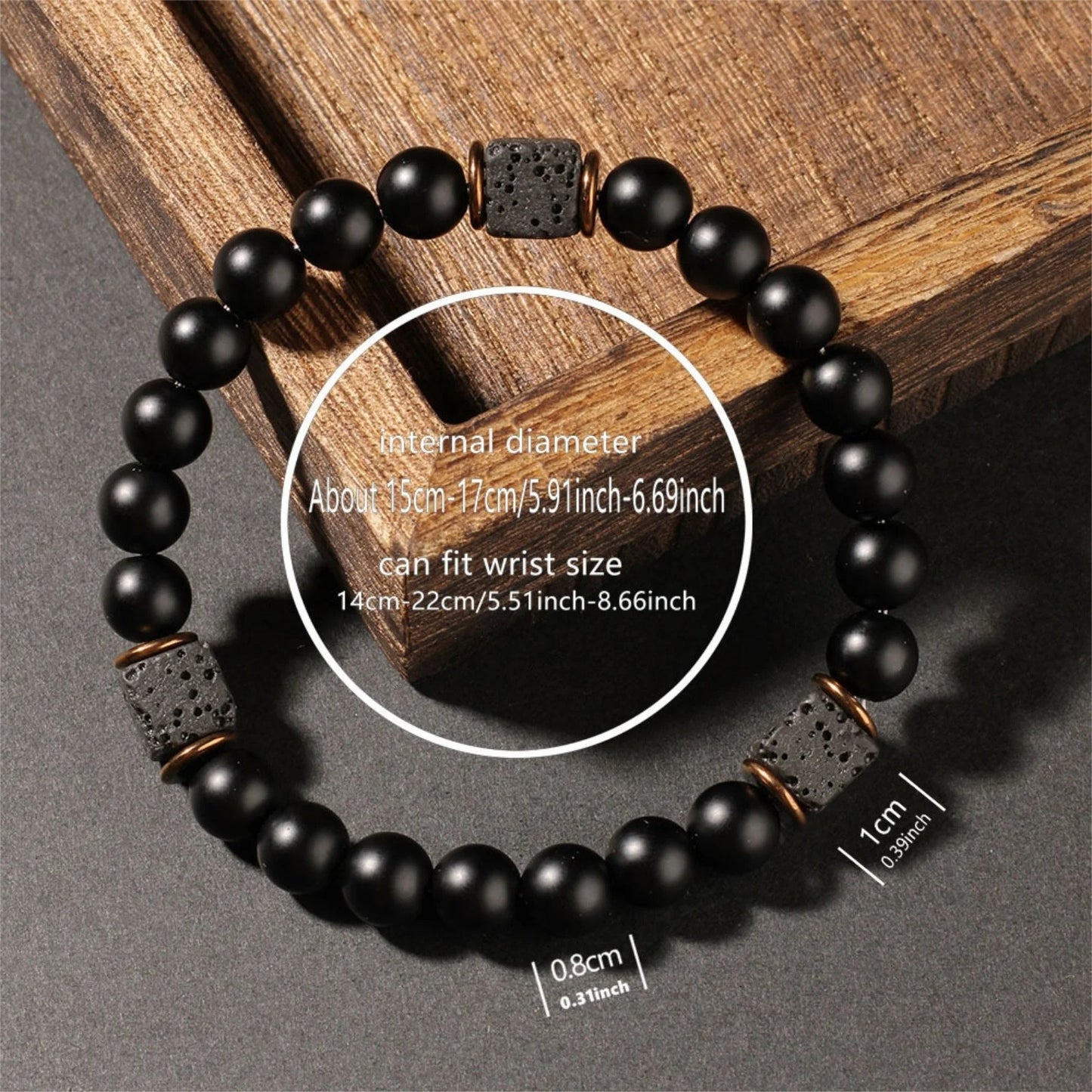 Black Agate and Lava Stone Bracelet
