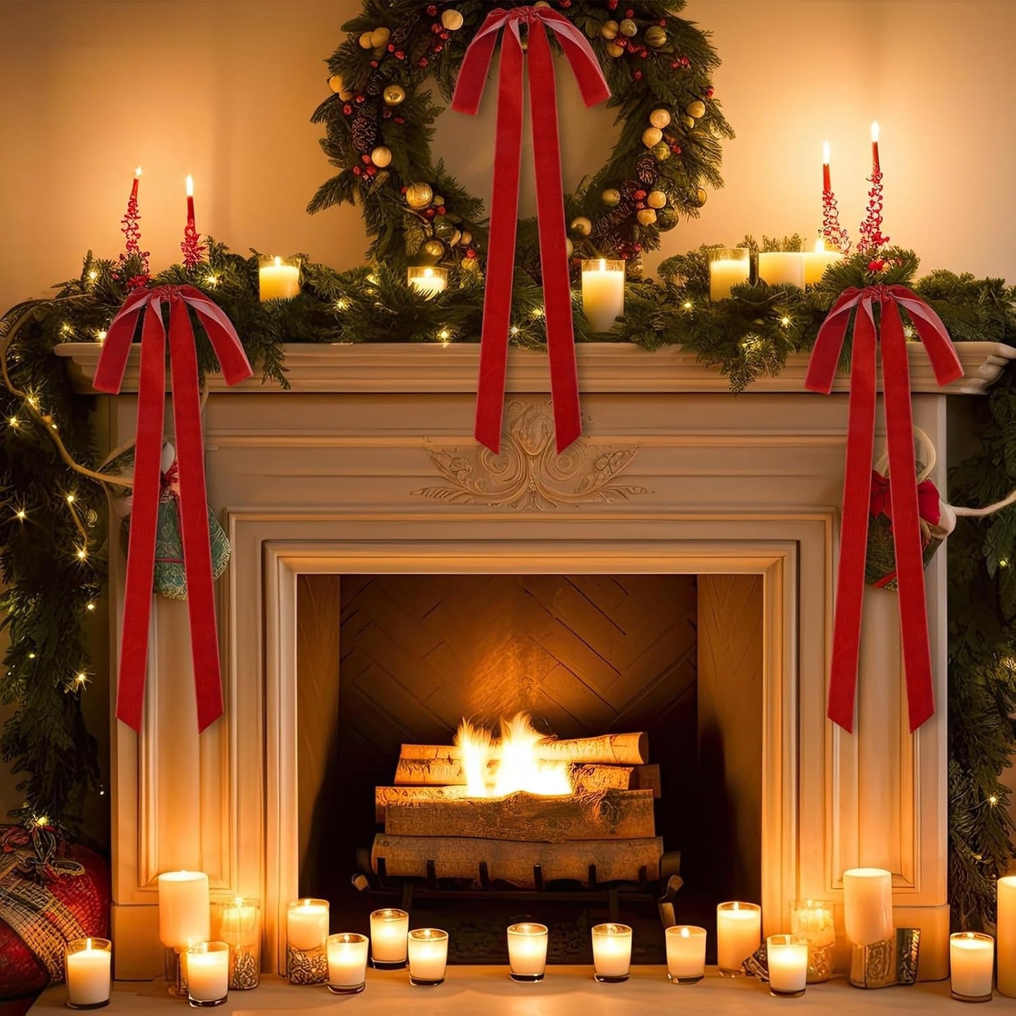 Red Christmas Bows (4PC )