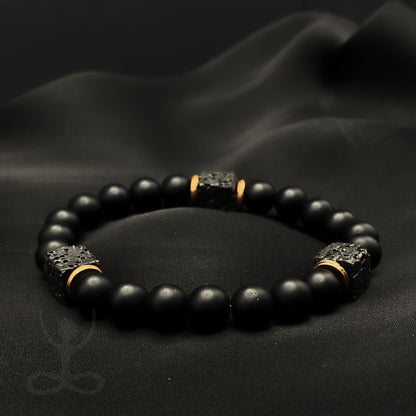 Black Agate and Lava Stone Bracelet
