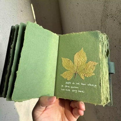 Handmade DIY Green Paper Journal