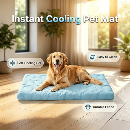Pressure-Activated Cooling Pad – Non-Toxic Ice Silk Mat for Dogs & Cats