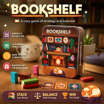 Bookshelf Balance Game – Strategy Stacking Board Game