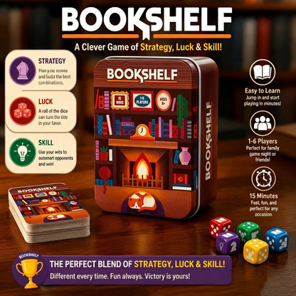 Bookshelf Balance Game – Strategy Stacking Board Game