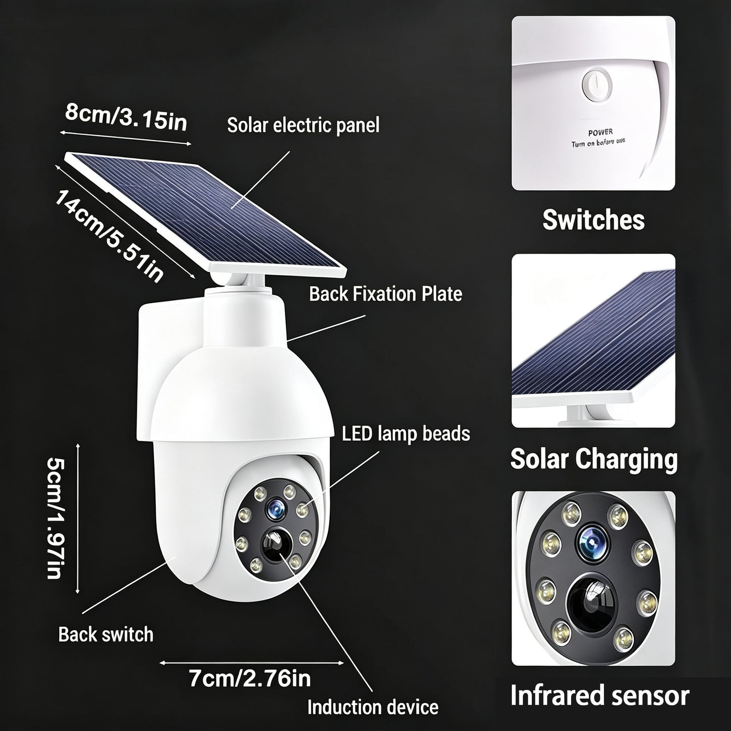 Solar Light LED Wall Lamp Security Dummy Camera