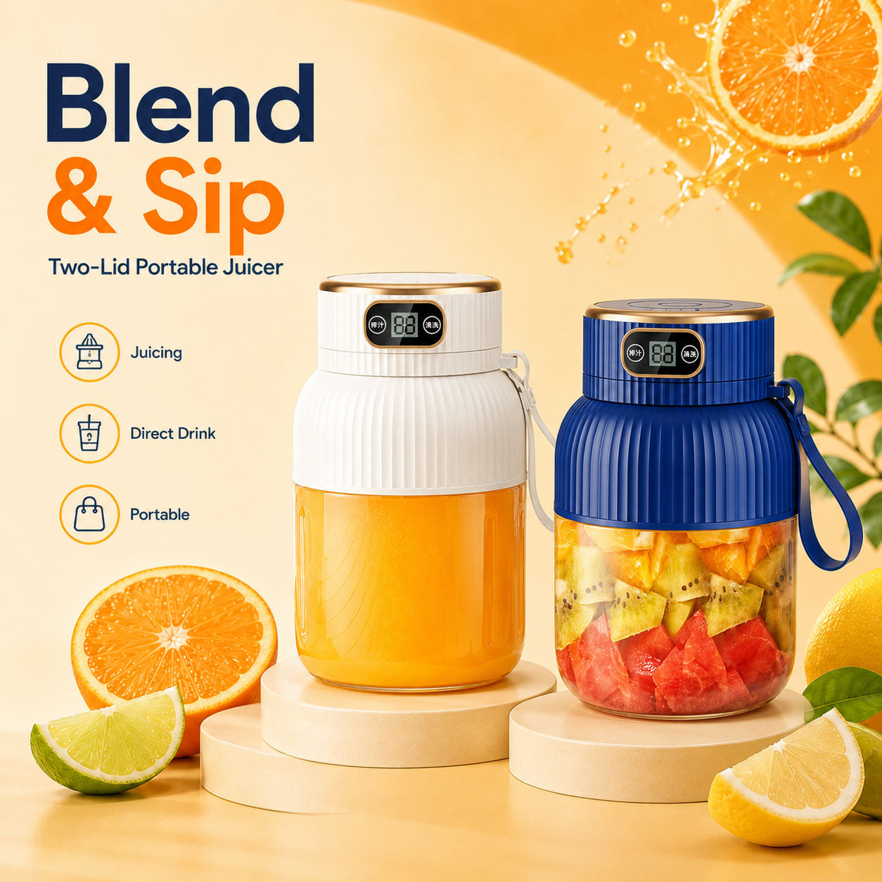 600ml Portable Electric Juicer Blender – Fresh Juice, Smoothies & Shakes Anywhere