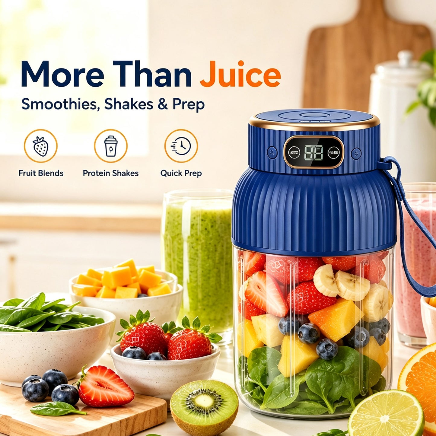 600ml Portable Electric Juicer Blender – Fresh Juice, Smoothies & Shakes Anywhere