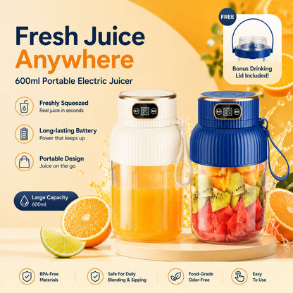 600ml Portable Electric Juicer Blender – Fresh Juice, Smoothies & Shakes Anywhere